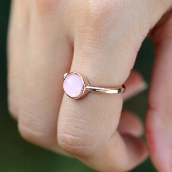Christmas Sale!! Rose Gold Dainty Hibiscus Moonstone Infinity Ring Sizes 6, 7, 8 - Picture 2 of 5